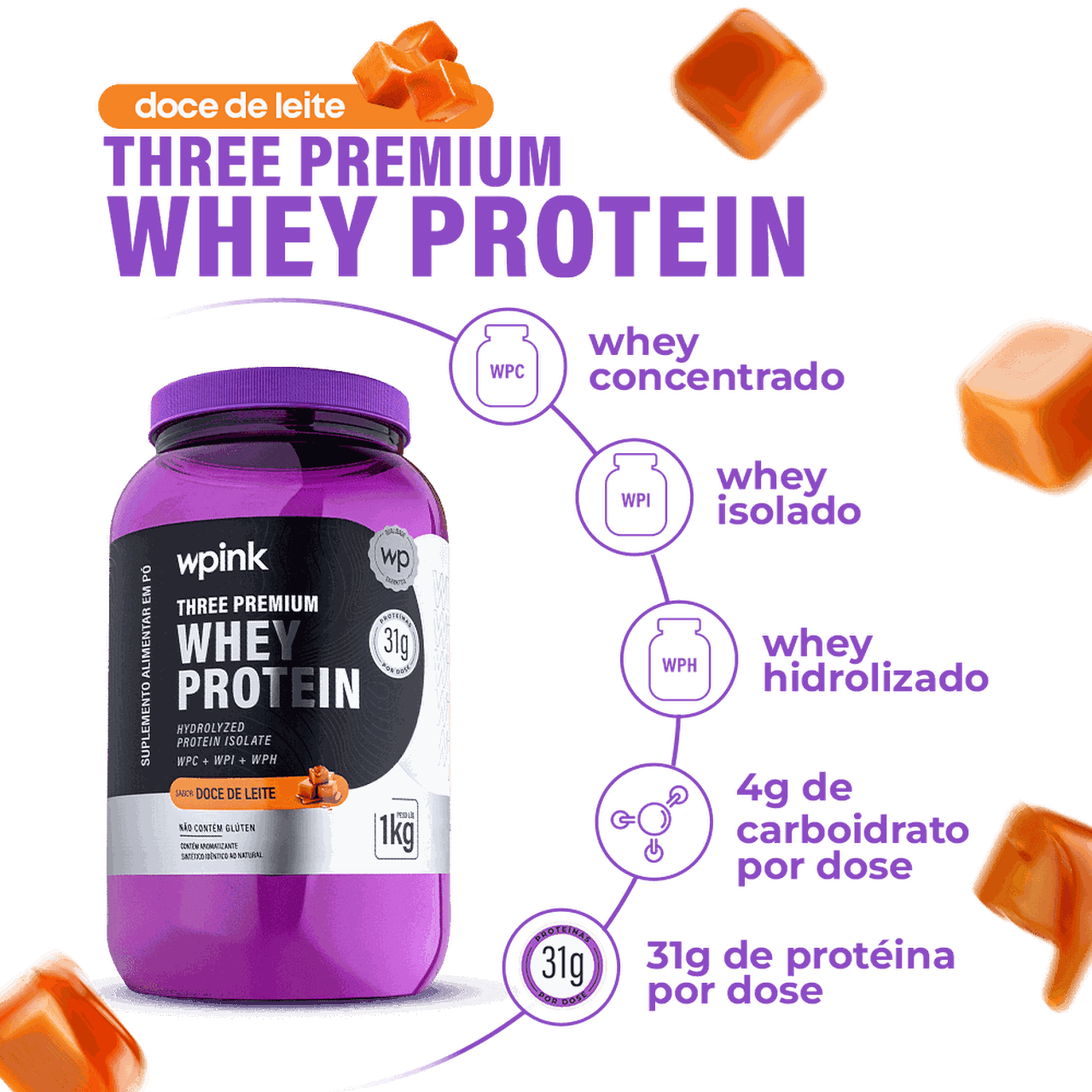 Three Premium Whey Protein Doce de leite 3W (1kg)
