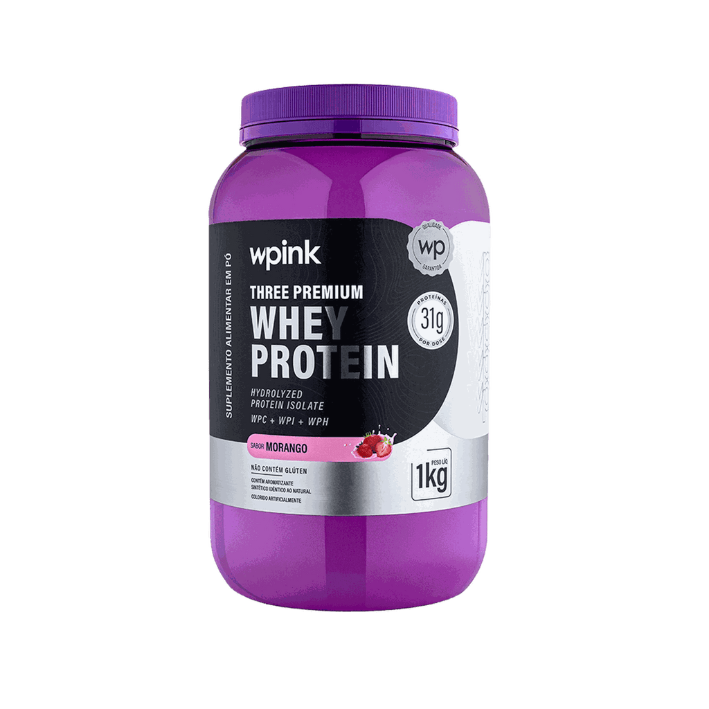 Three Premium Whey Protein Morango 3W (1kg)